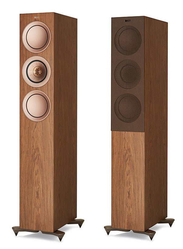 Kef R5 kolumny podłogowe walnut